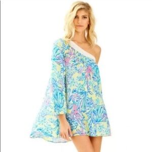 Lilly Pulitzer Shealyn Cover Up Dress Lemon Drop Swim Up Sz S/M Boho Flirty